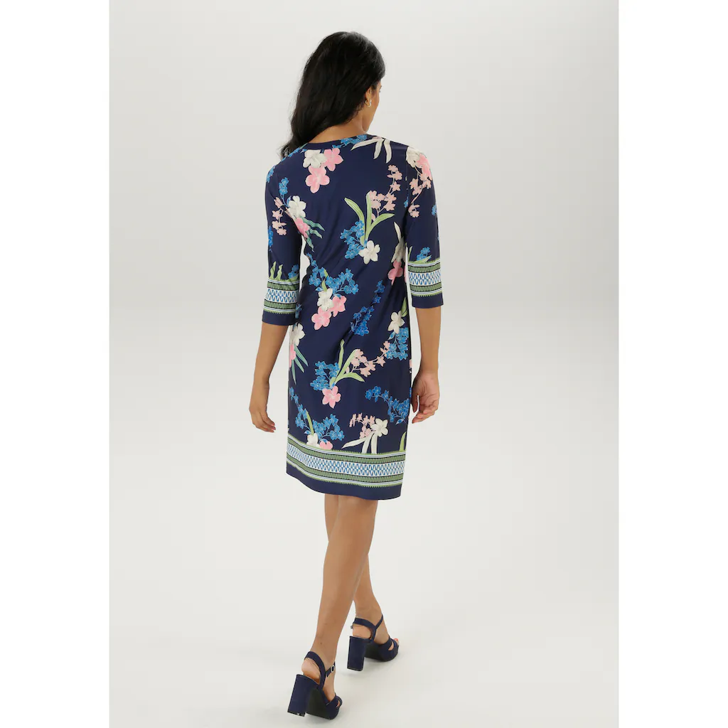 Aniston SELECTED Jerseykleid mit modisch gemusterter Zickzack Bordüre - NEUE KOLLEKTION Zeitlich begrenztes Angebot