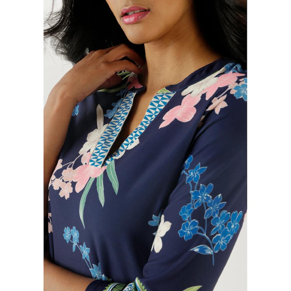 Aniston SELECTED Jerseykleid mit modisch gemusterter Zickzack Bordüre - NEUE KOLLEKTION Zeitlich begrenztes Angebot