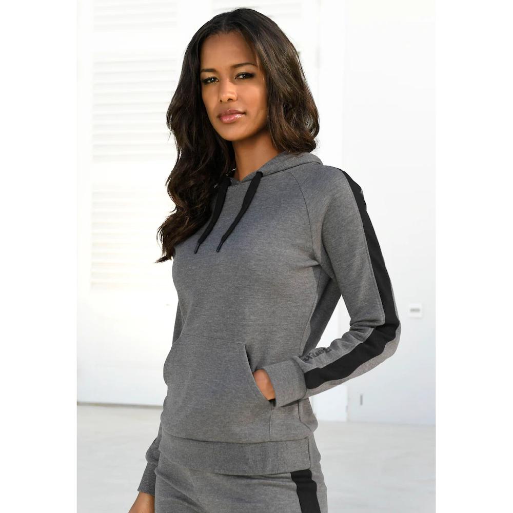 Bench. Loungewear Kapuzensweatshirt mit Seitenstreifen und Kängurutasche Loungeanzug Hoodie