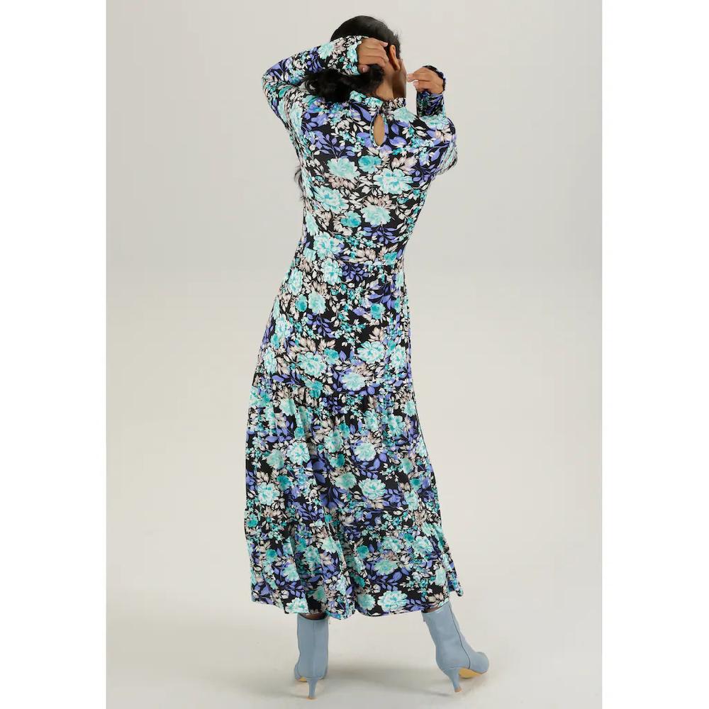 Aniston SELECTED Maxikleid mit romantischem Rosendruck und Rüschenverzierung Sonderangebote