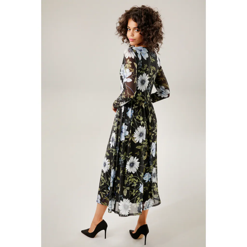 Aniston CASUAL Midikleid mit großflächigem Blüten- und Blätterdruck Tiefpreis