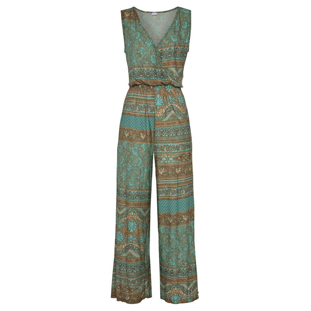 LASCANA Overall mit überlappendem V-Ausschnitt sommerlicher Jumpsuit mit Alloverprint Super Sparpreis