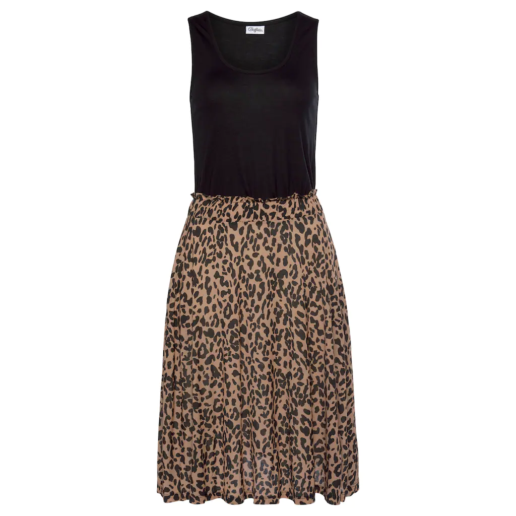 Buffalo Jerseykleid mit Paperbag-Bund und Animalprint Leokleid Sommerkleid Begrenzte Freigabe