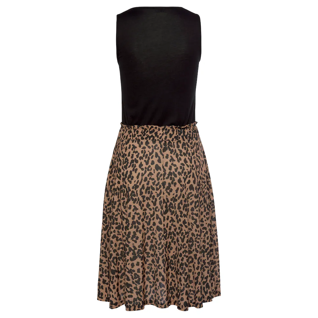 Buffalo Jerseykleid mit Paperbag-Bund und Animalprint Leokleid Sommerkleid Begrenzte Freigabe
