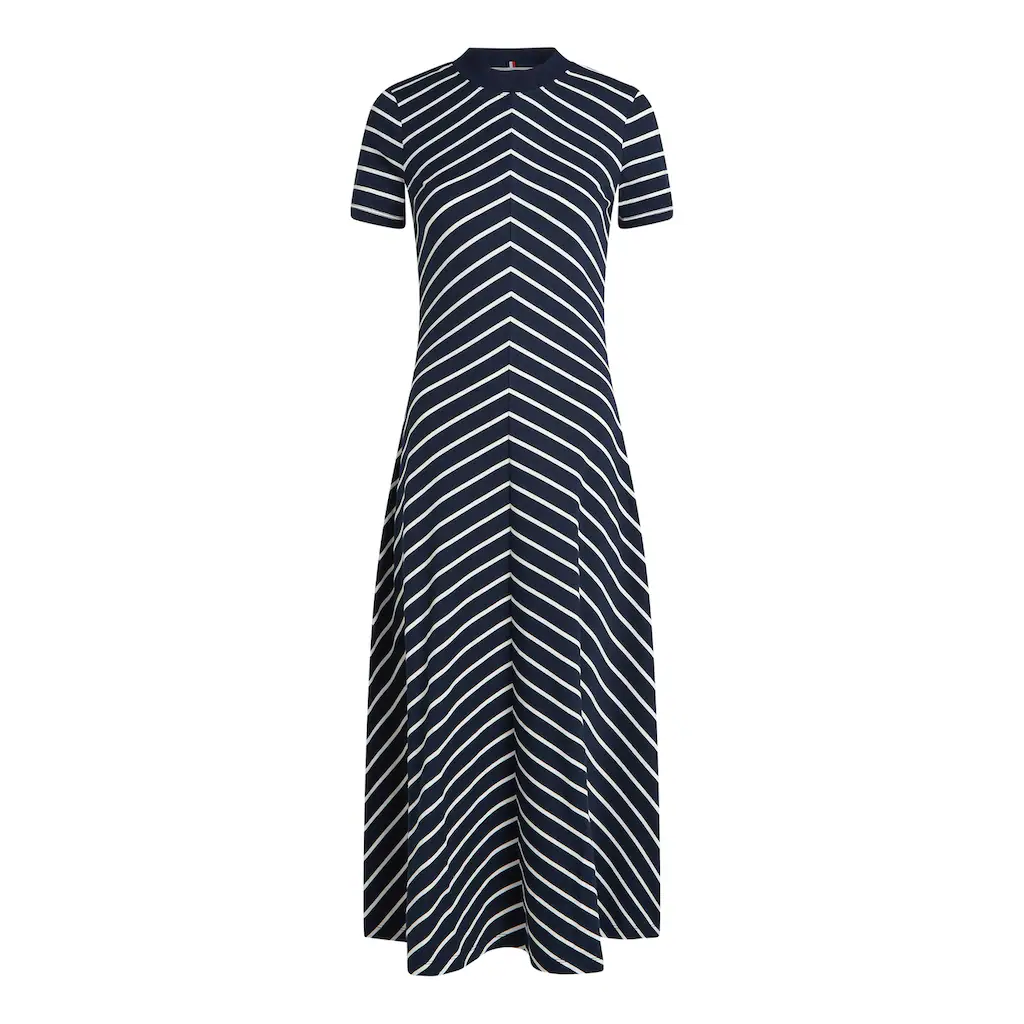 Tommy Hilfiger Midikleid »MODERN F&F MIDI DRESS« mit Logostickerei mit Teilungsnähten Letzte 3 Tage