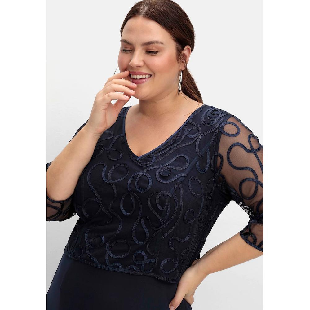 Sheego Abendkleid »Große Größen« aus Mesh mit Zierborten Nur für heute