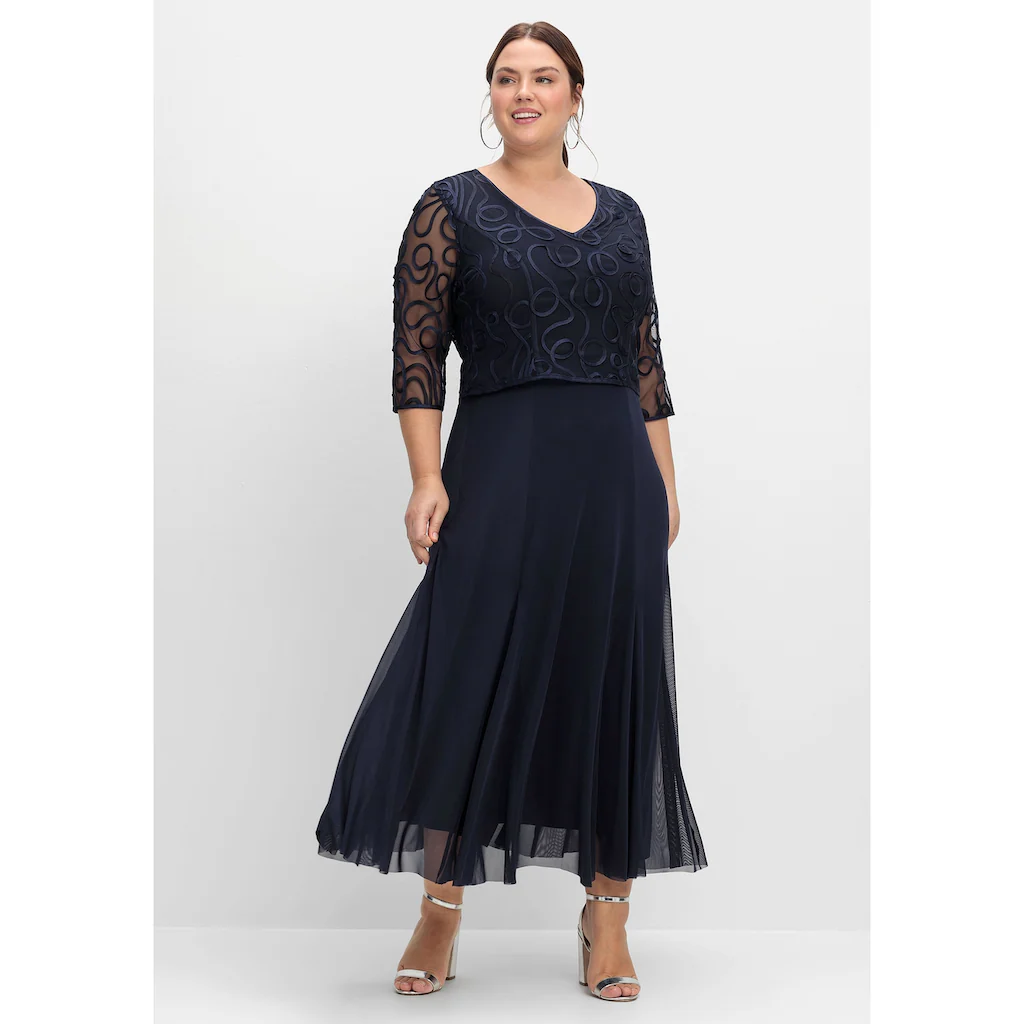Sheego Abendkleid »Große Größen« aus Mesh mit Zierborten Nur für heute