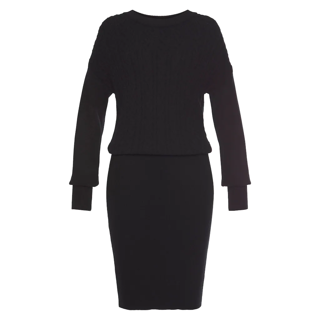 LASCANA Strickkleid mit Zopfmuster elegantes Herbst- Winterkleid Minikleid Riesige Rabatte