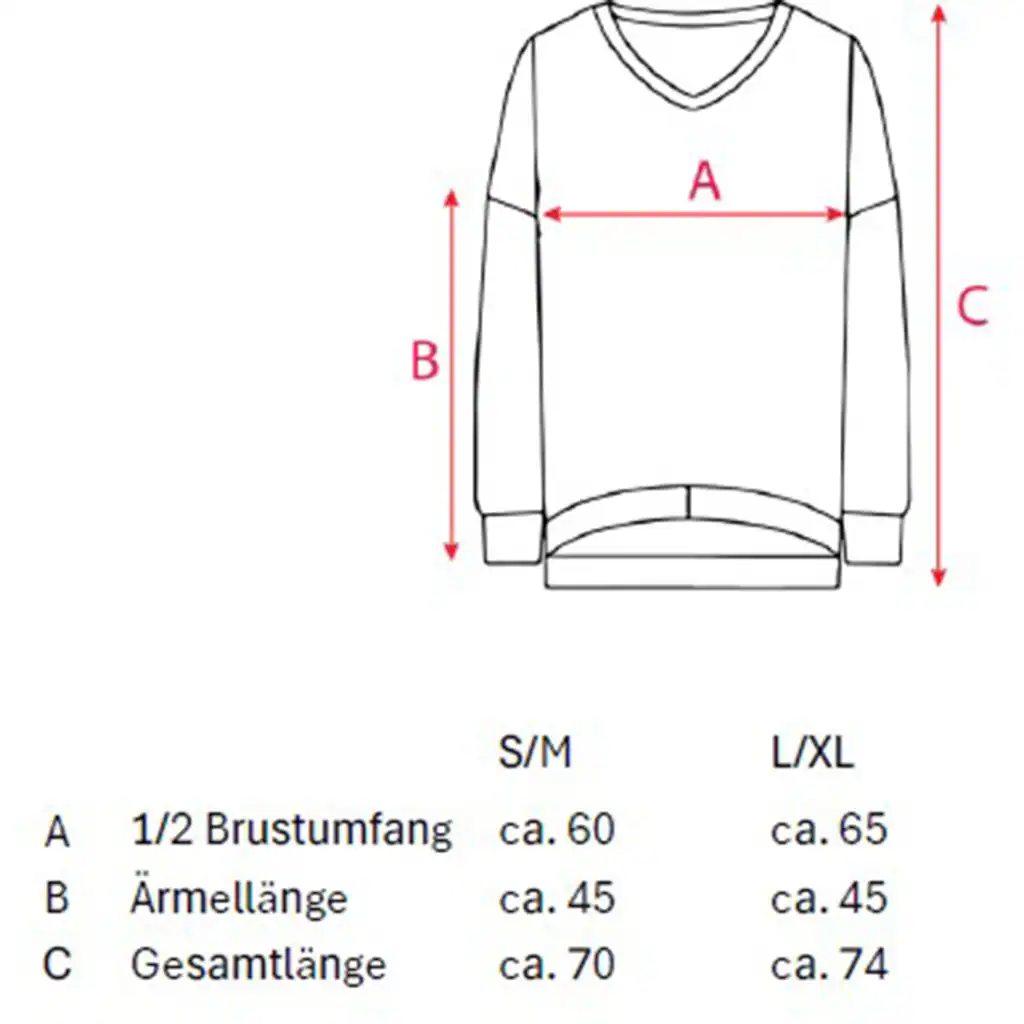 Zwillingsherz Sweatshirt mit ausgefranstem V-Ausschnitt im Vintage Look Kostenloser Versand international