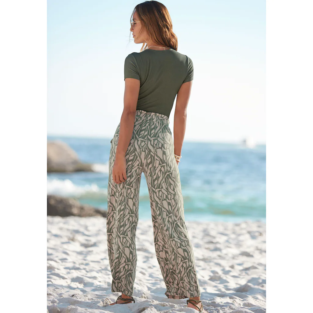 Buffalo Jerseyhose mit Alloverdruck in Paperbag-Optik Wide-Leg Outlet
