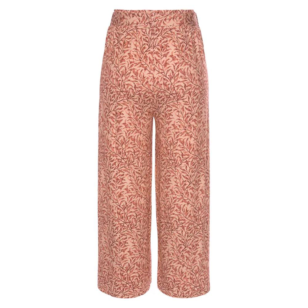Beachtime Culotte (mit Bindegürtel) mit Blätterdruck und Bindeband luftig-leichte Sommerhose Auslauf