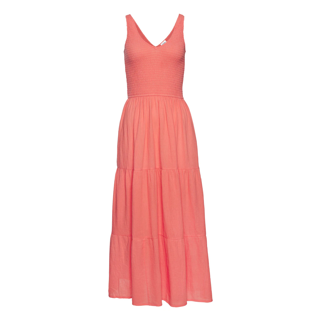 Beachtime Maxikleid aus gewebter Baumwolle Sommerkleid mit gestuftem Rock Blitzverkäufe