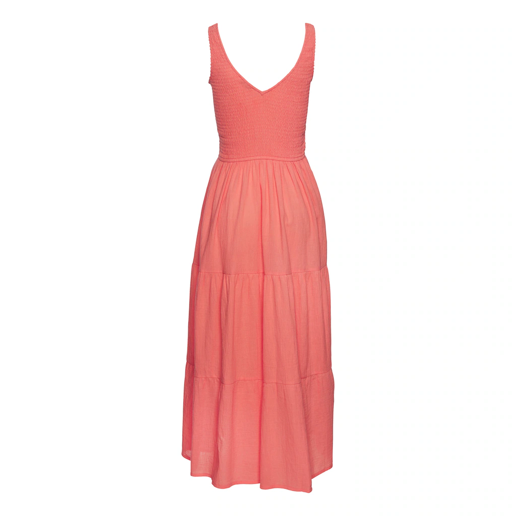 Beachtime Maxikleid aus gewebter Baumwolle Sommerkleid mit gestuftem Rock Blitzverkäufe