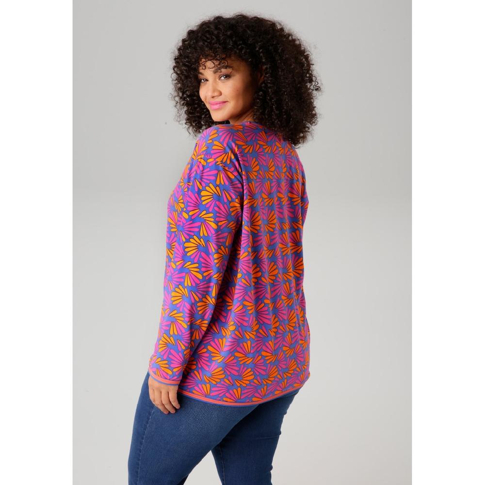Aniston PLUS Sweatshirt mit farbenfrohen grafischen Druck - NEUE KOLLEKTION Kostenloser Versand