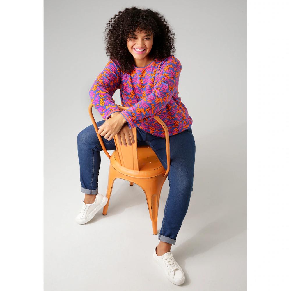 Aniston PLUS Sweatshirt mit farbenfrohen grafischen Druck - NEUE KOLLEKTION Kostenloser Versand