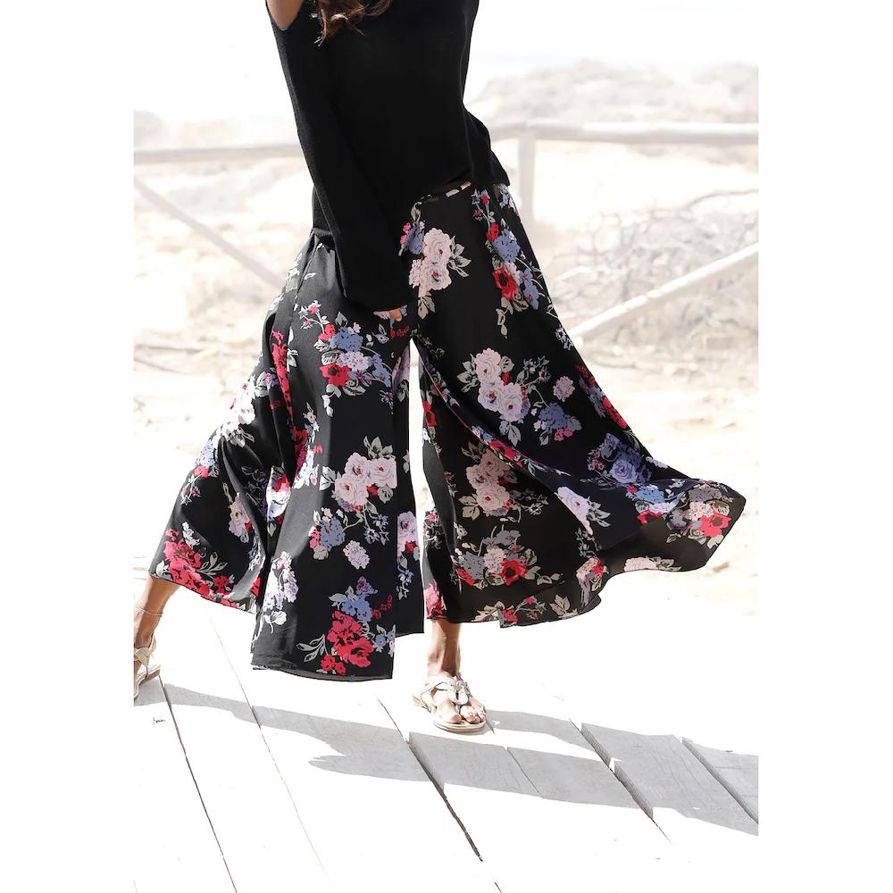 LASCANA Hosenrock mit Blumenprint Culotte extraweites Bein