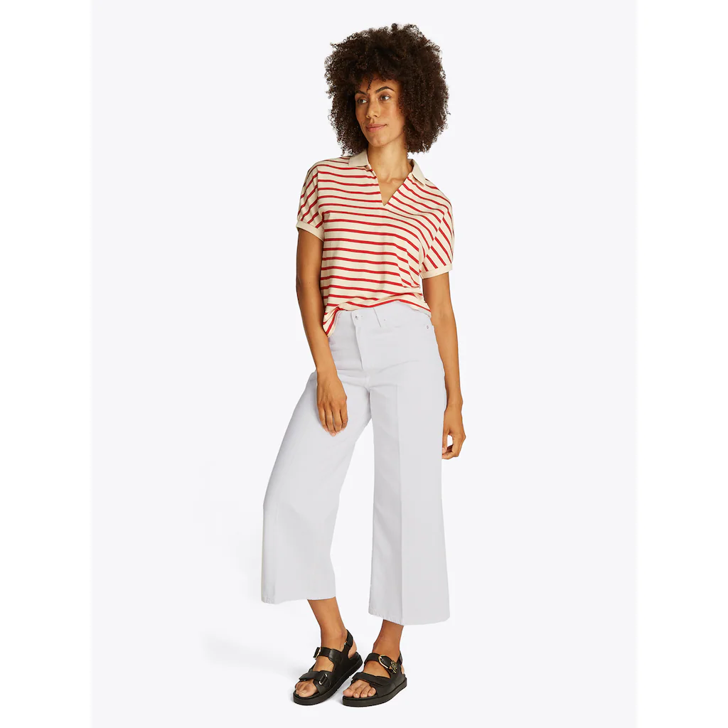 Tommy Hilfiger Weite Jeans »WIDE LEG HW LOU« mit Logo-Badge mit Nieten mit Bügelfalten Sonderangebot