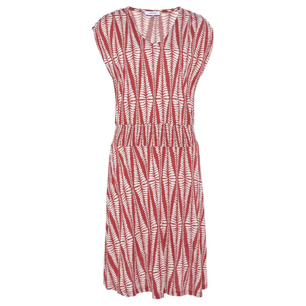 LASCANA Jerseykleid mit breitem Smokbund kurzes Sommerkleid mit Alloverprint Black Friday