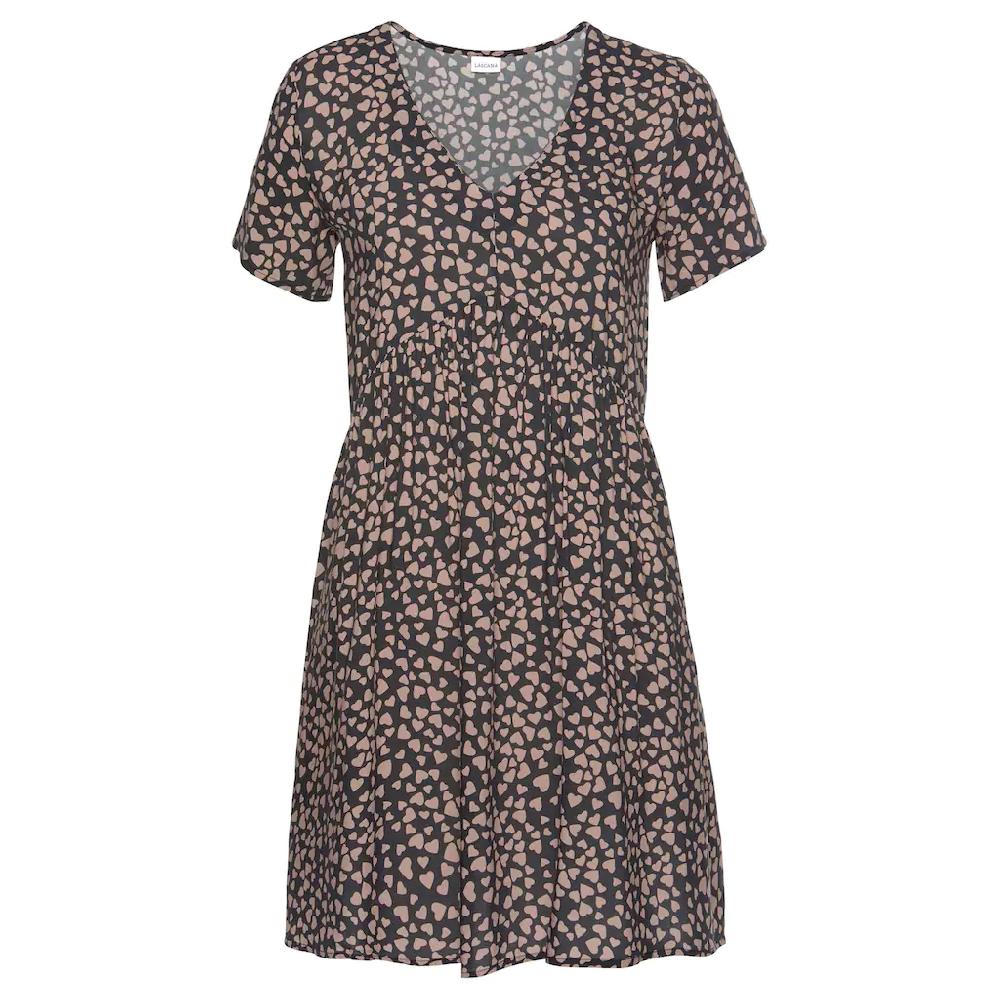 LASCANA Blusenkleid mit Herzchenprint lockeres T-Shirtkleid Sommerkleid Strandkleid Blitzangebot