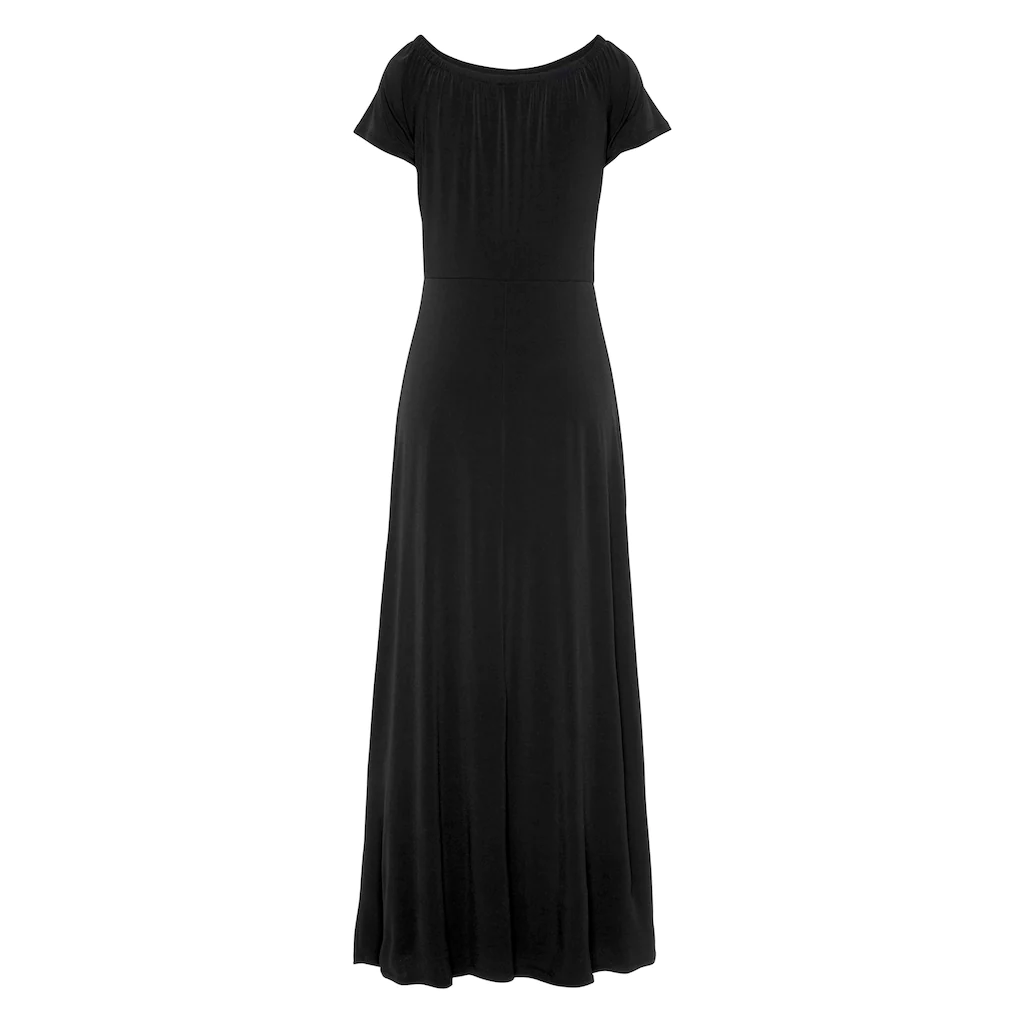 LASCANA Maxikleid mit langen Beinschlitzen und Carmenausschnitt schulterfrei Basic Saisonale Angebote