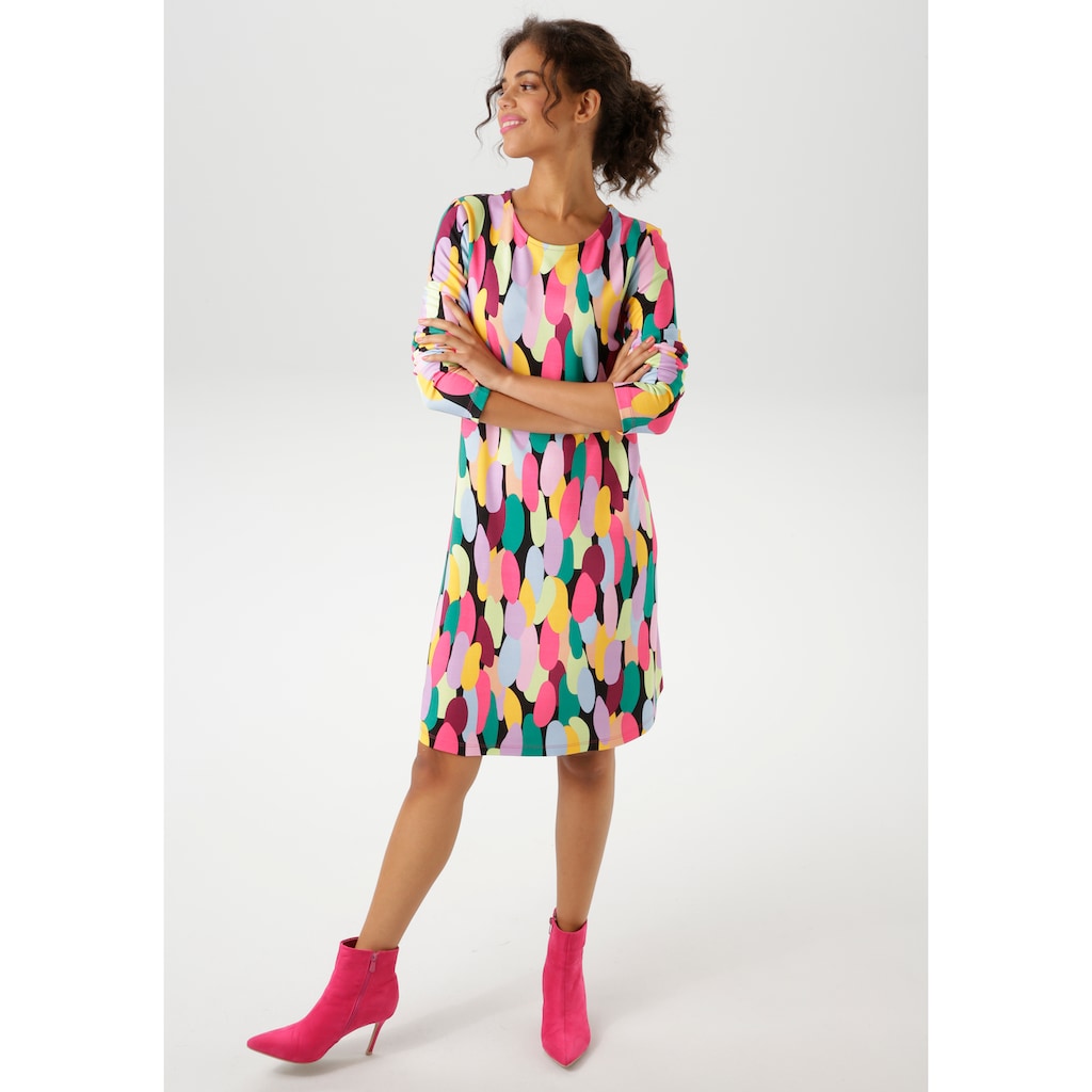 Aniston CASUAL Jerseykleid mit farbenfrohen grafischen Druck - NEUE KOLLEKTION Super Sparpreis