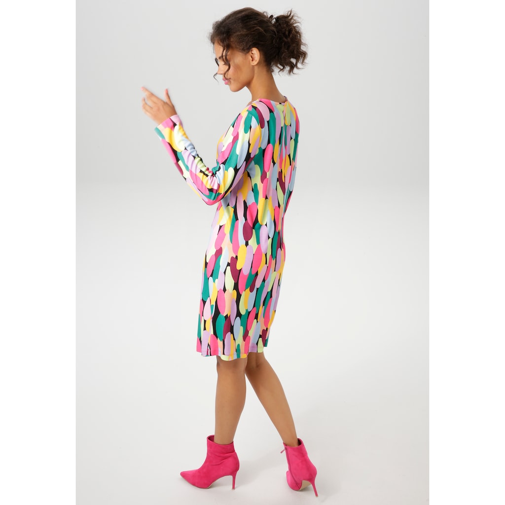 Aniston CASUAL Jerseykleid mit farbenfrohen grafischen Druck - NEUE KOLLEKTION Super Sparpreis