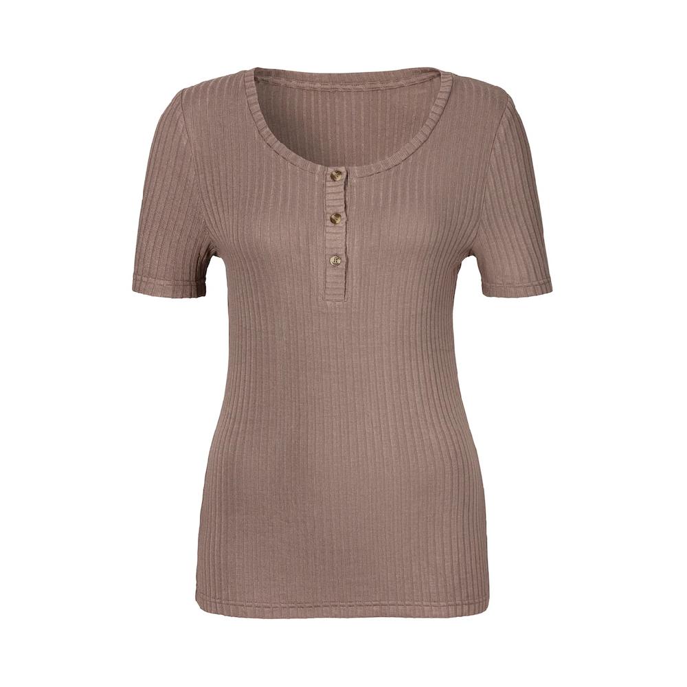 LASCANA T-Shirt »mit kurzer Knopfleiste« aus weicher Viskose-Ripp-Qualität Bis zu 50% Rabatt