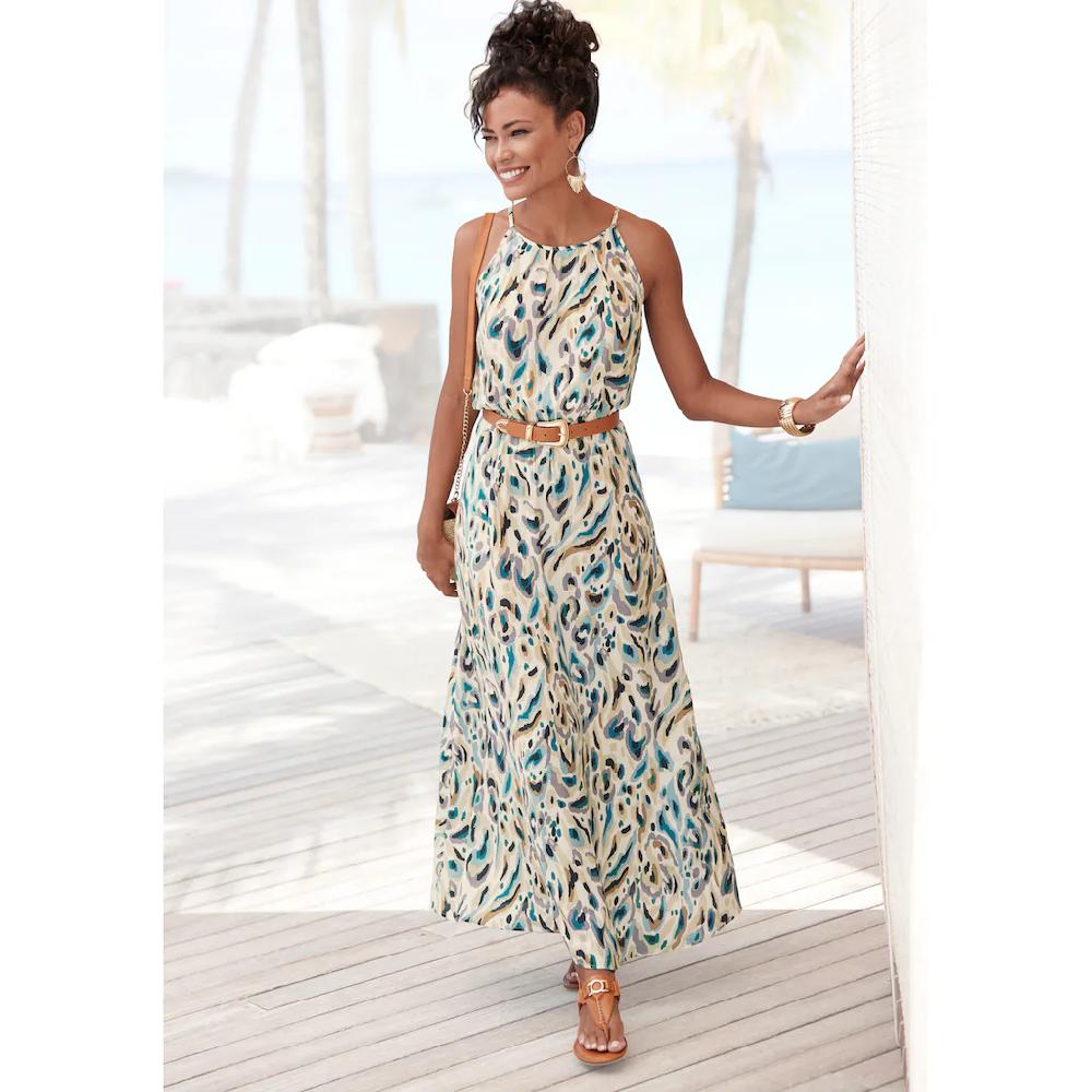 LASCANA Maxikleid aus gewebter Viskose leichtes Sommerkleid mit Alloverdruck