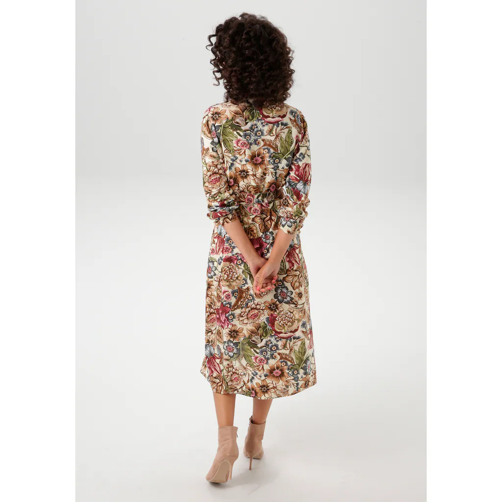 Aniston CASUAL Blusenkleid mit farbharmonischem großflächigen Blumendruck - NEUE KOLLEKTION Sonderangebot der Fabrik