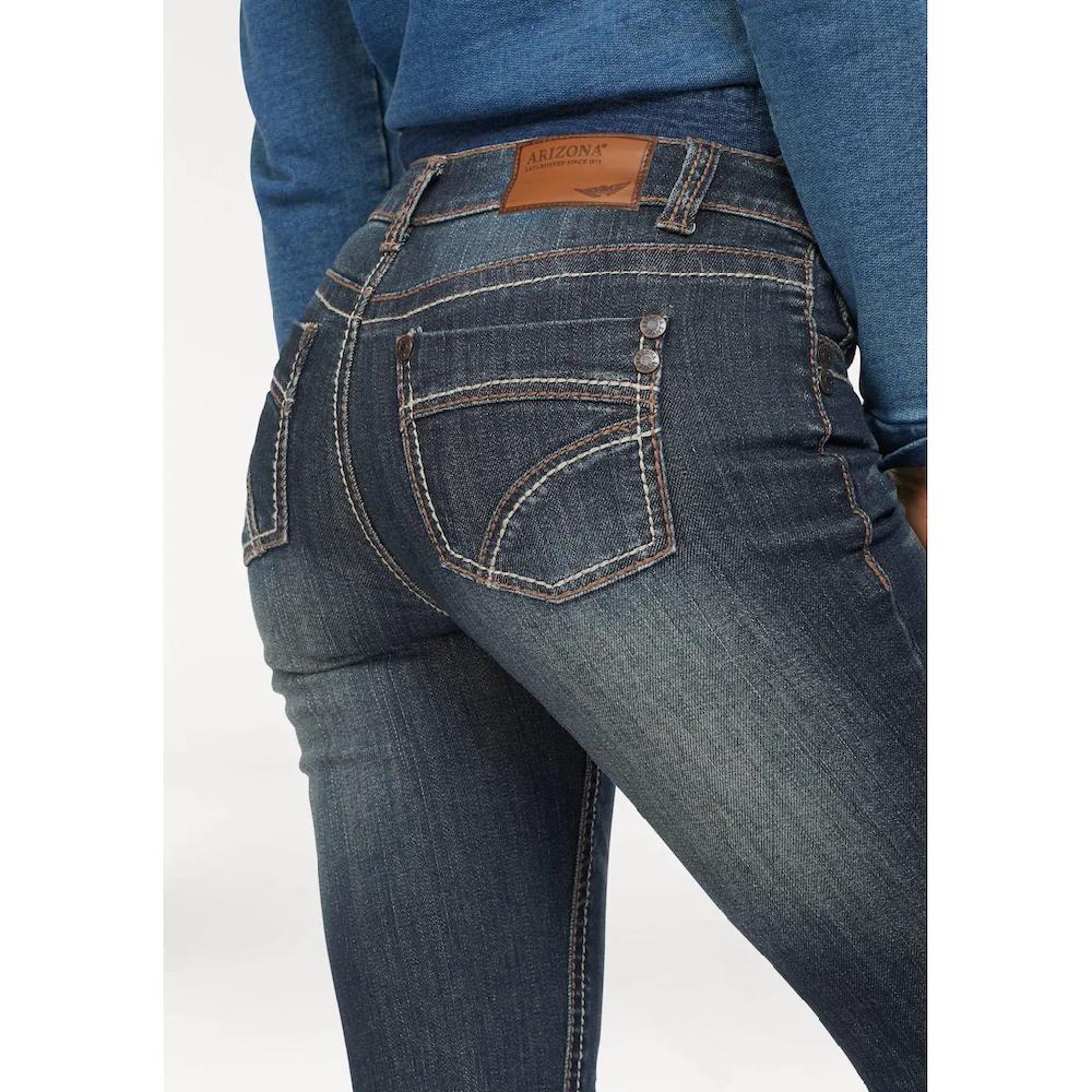 Arizona Gerade Jeans »Kontrastnähte« niedrige Leibhöhe in 5-Pocket-Form Used-Look-Waschung Begrenzt auf 3 Tage