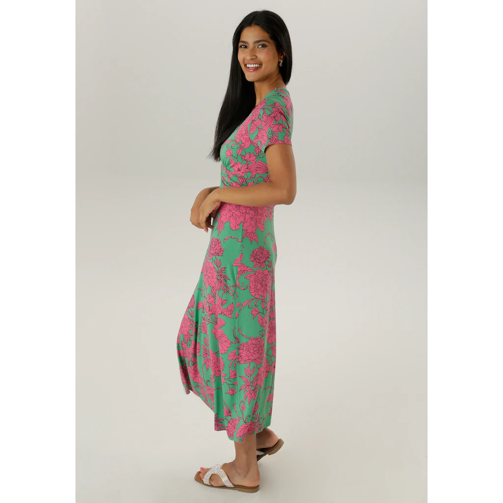 Aniston SELECTED Sommerkleid mit abstrakten Blüten- und Blätterdruck - NEUE KOLLEKTION 2025