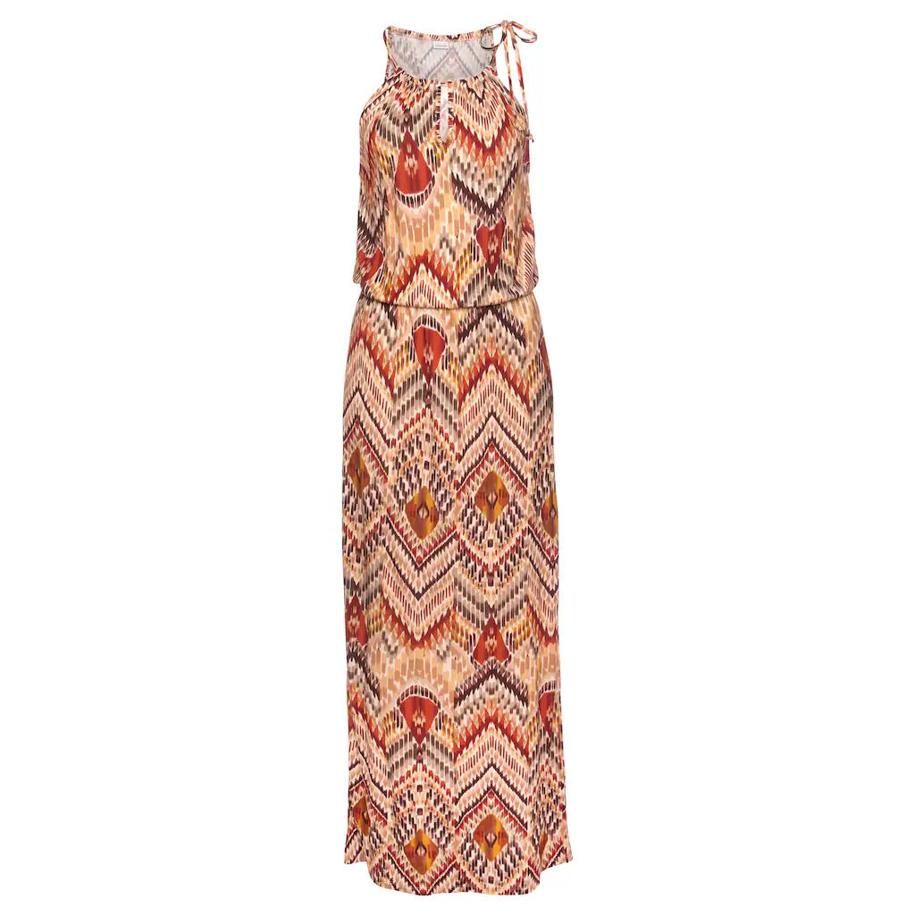 LASCANA Maxikleid mit modischem Ausschnitt im Ethnoprint Sommerkleid Strandkleid Schlussverkauf