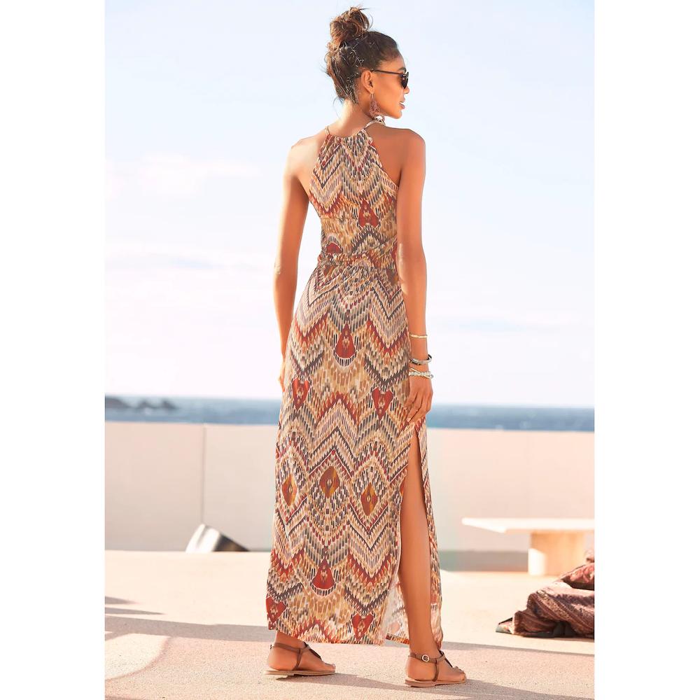 LASCANA Maxikleid mit modischem Ausschnitt im Ethnoprint Sommerkleid Strandkleid Schlussverkauf
