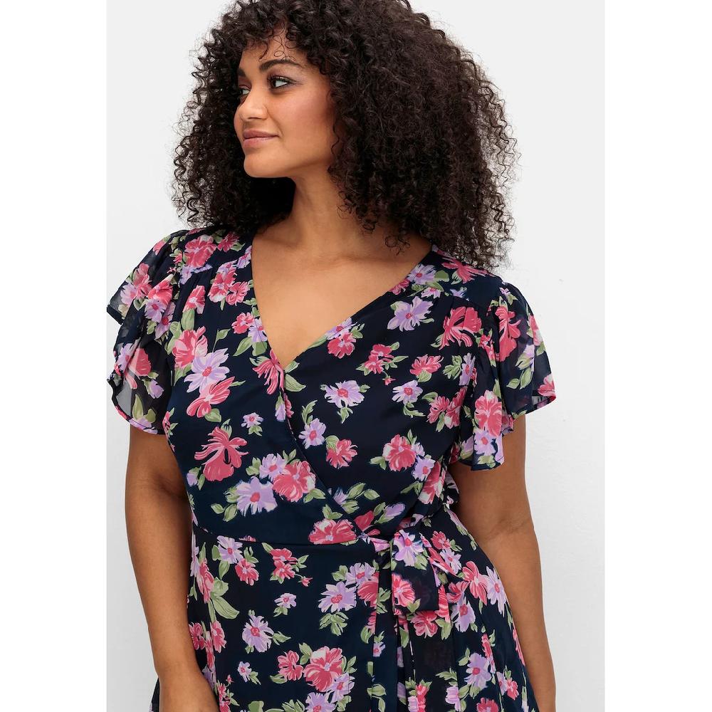 sheego by Joe Browns Chiffonkleid »Große Größen« mit Blumendruck und Bindegürtel Meist gekauft