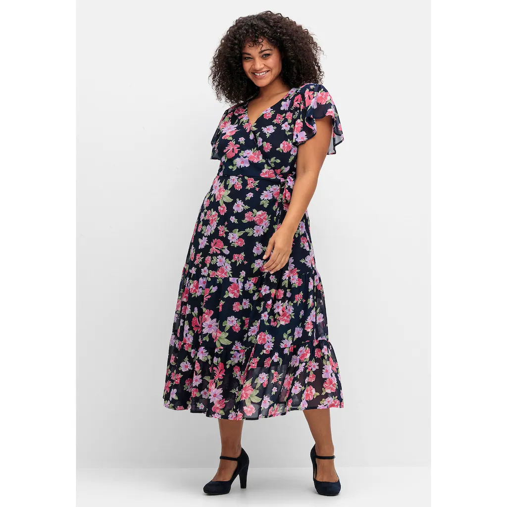 sheego by Joe Browns Chiffonkleid »Große Größen« mit Blumendruck und Bindegürtel Meist gekauft