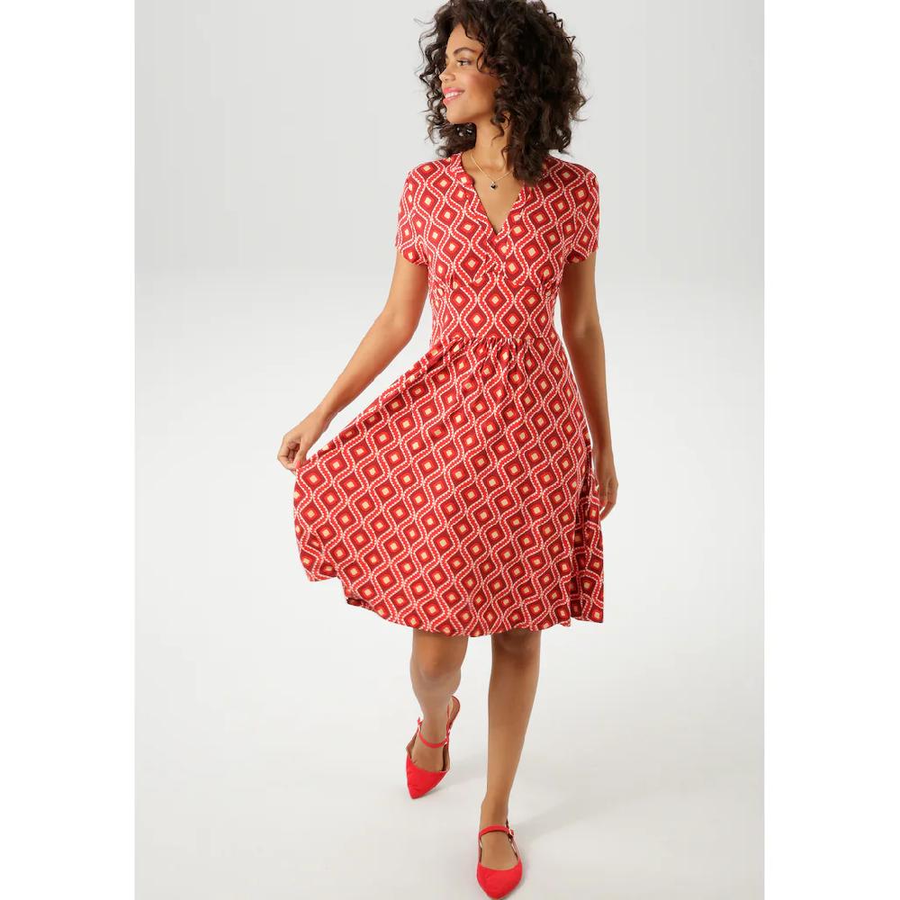 Aniston CASUAL Sommerkleid mit farbharmonischem Retro-Druck - NEUE KOLLEKTION Fabrik Onlineshop