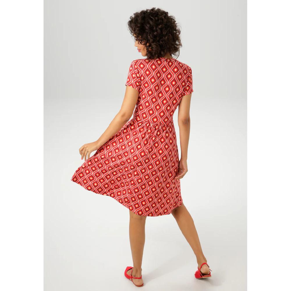 Aniston CASUAL Sommerkleid mit farbharmonischem Retro-Druck - NEUE KOLLEKTION Fabrik Onlineshop