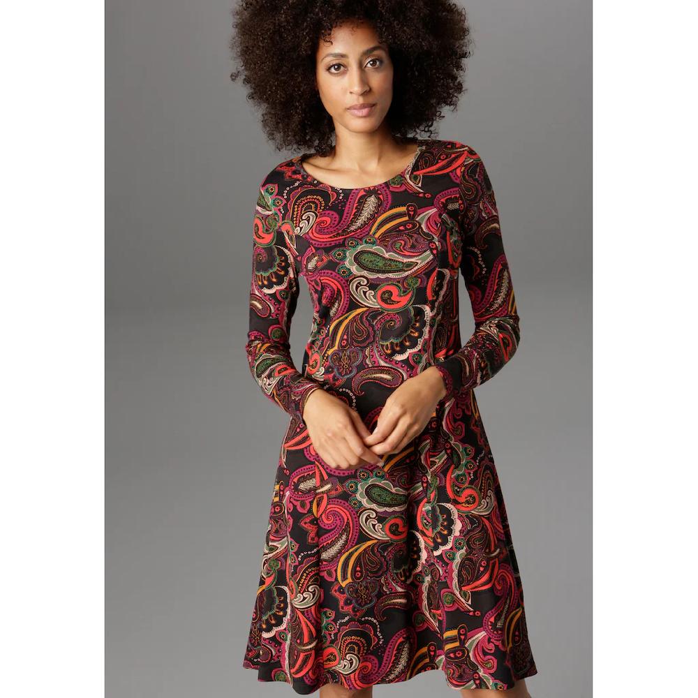 Aniston SELECTED Jerseykleid Paisley-Druck in satten Farben Großer Ausverkauf