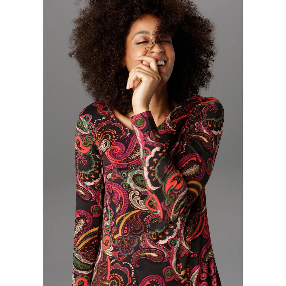 Aniston SELECTED Jerseykleid Paisley-Druck in satten Farben Großer Ausverkauf