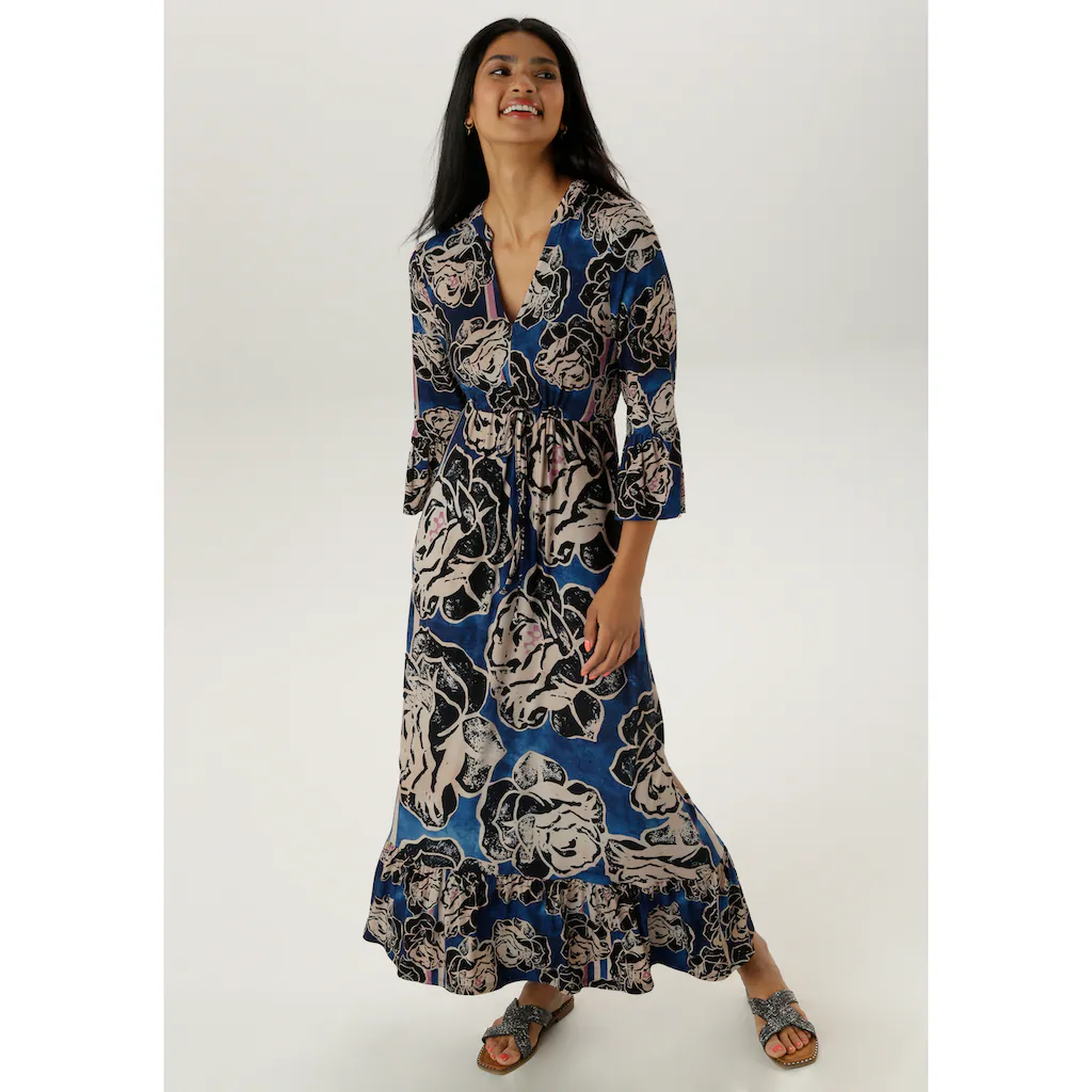 Aniston SELECTED Maxikleid mit Volant an den 3/4-langen Ärmeln und am Saum - NEUE KOLLEKTION Neueste Mode