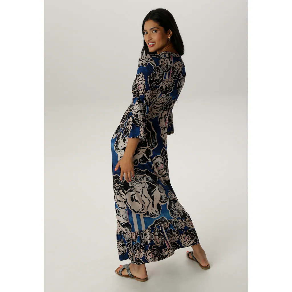 Aniston SELECTED Maxikleid mit Volant an den 3/4-langen Ärmeln und am Saum - NEUE KOLLEKTION Neueste Mode
