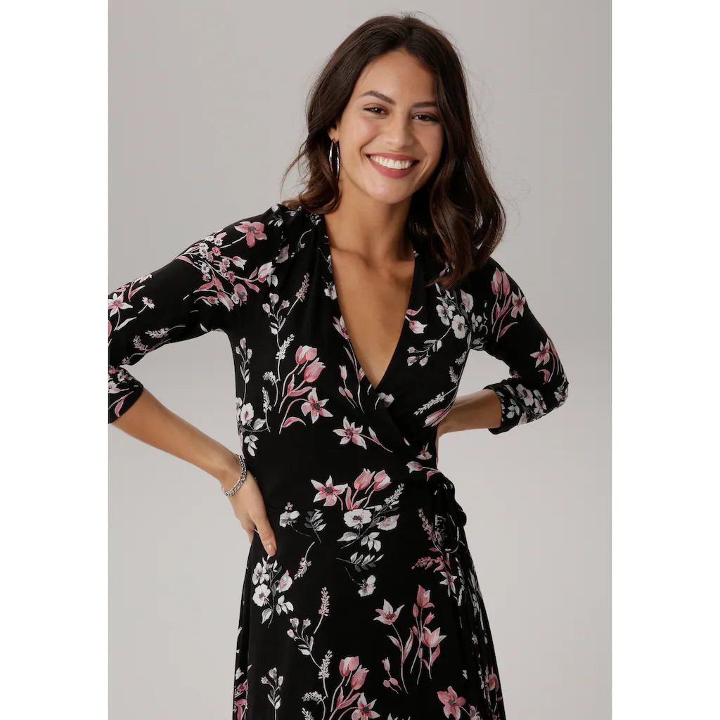Laura Scott Jerseykleid figurbetonter Schnitt geblümtes Design aus Single Jersey Begrenzte Freigabe