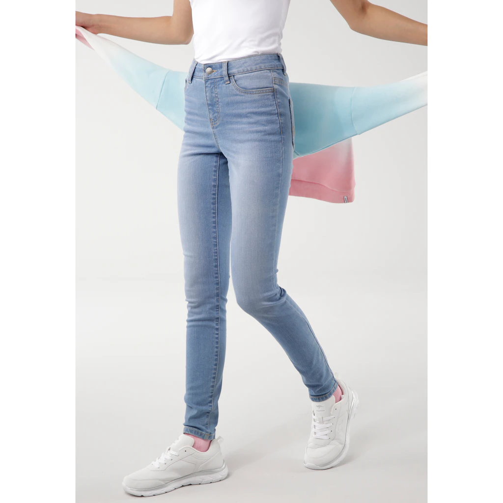 KangaROOS 5-Pocket-Jeans »SUPER SKINNY HIGH RISE« knöchellang mit Used-Optik hohe Leibhöhe
