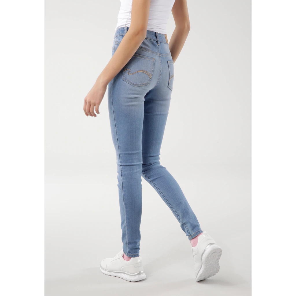 KangaROOS 5-Pocket-Jeans »SUPER SKINNY HIGH RISE« knöchellang mit Used-Optik hohe Leibhöhe Clearance-Verkauf