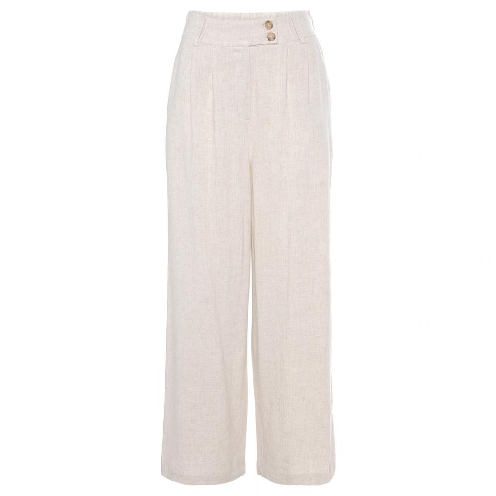 LASCANA Bundfaltenhose mit Taschen und Knopfdetail weites Bein Leinenhose Sommerhose 50% Rabatt für begrenzte Zeit