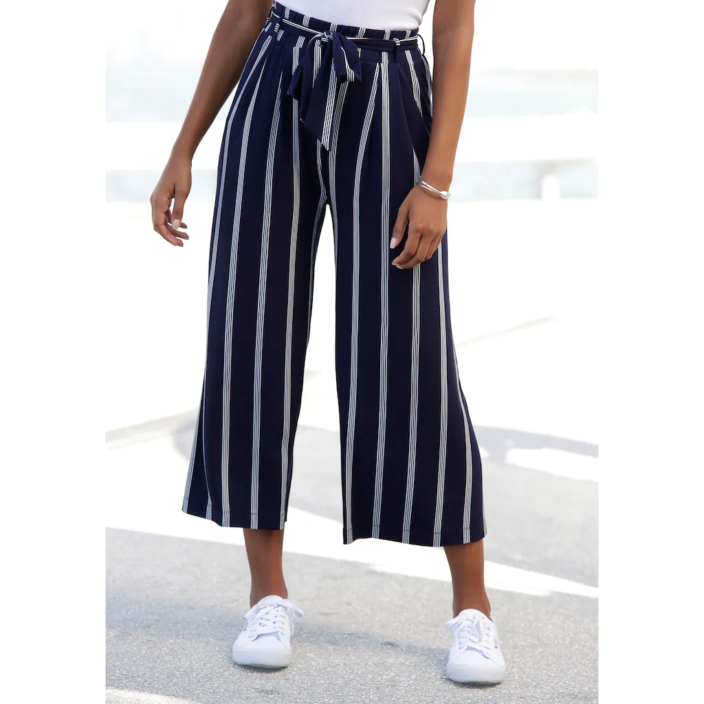 LASCANA Culotte (mit Bindegürtel) in Paperbag-Form luftige Jerseyhose casual