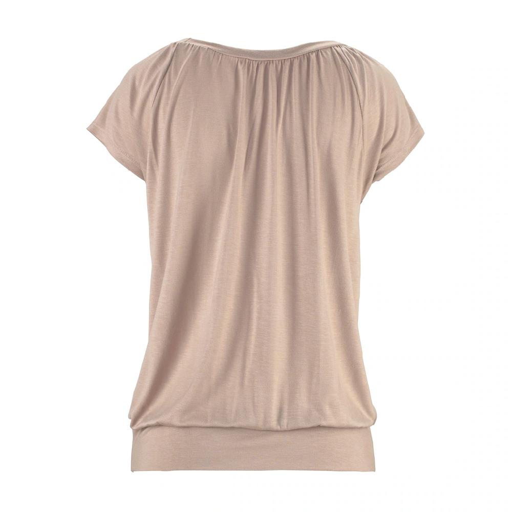 LASCANA V-Shirt mit breitem Gummizugbund T-Shirt mit V-Ausschnitt Basic Auslauf