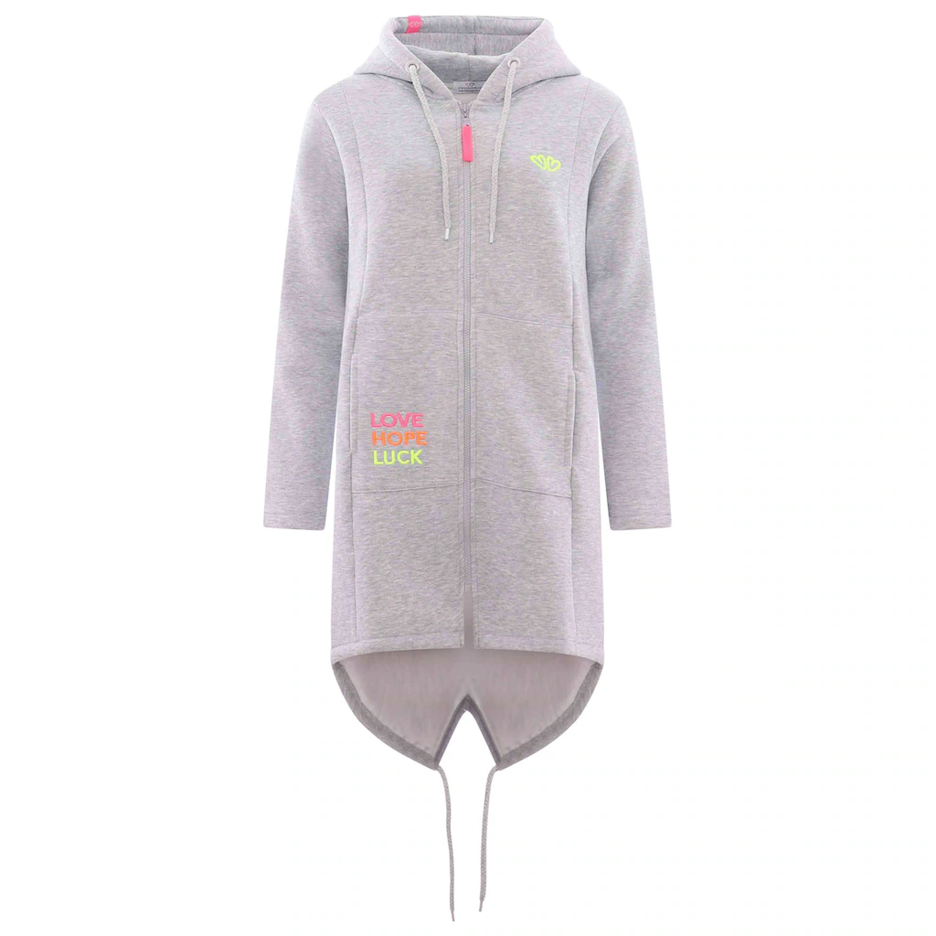 Zwillingsherz Kapuzensweatjacke mit Kapuze Rückenprint und kleinere Frontprints Hotsell