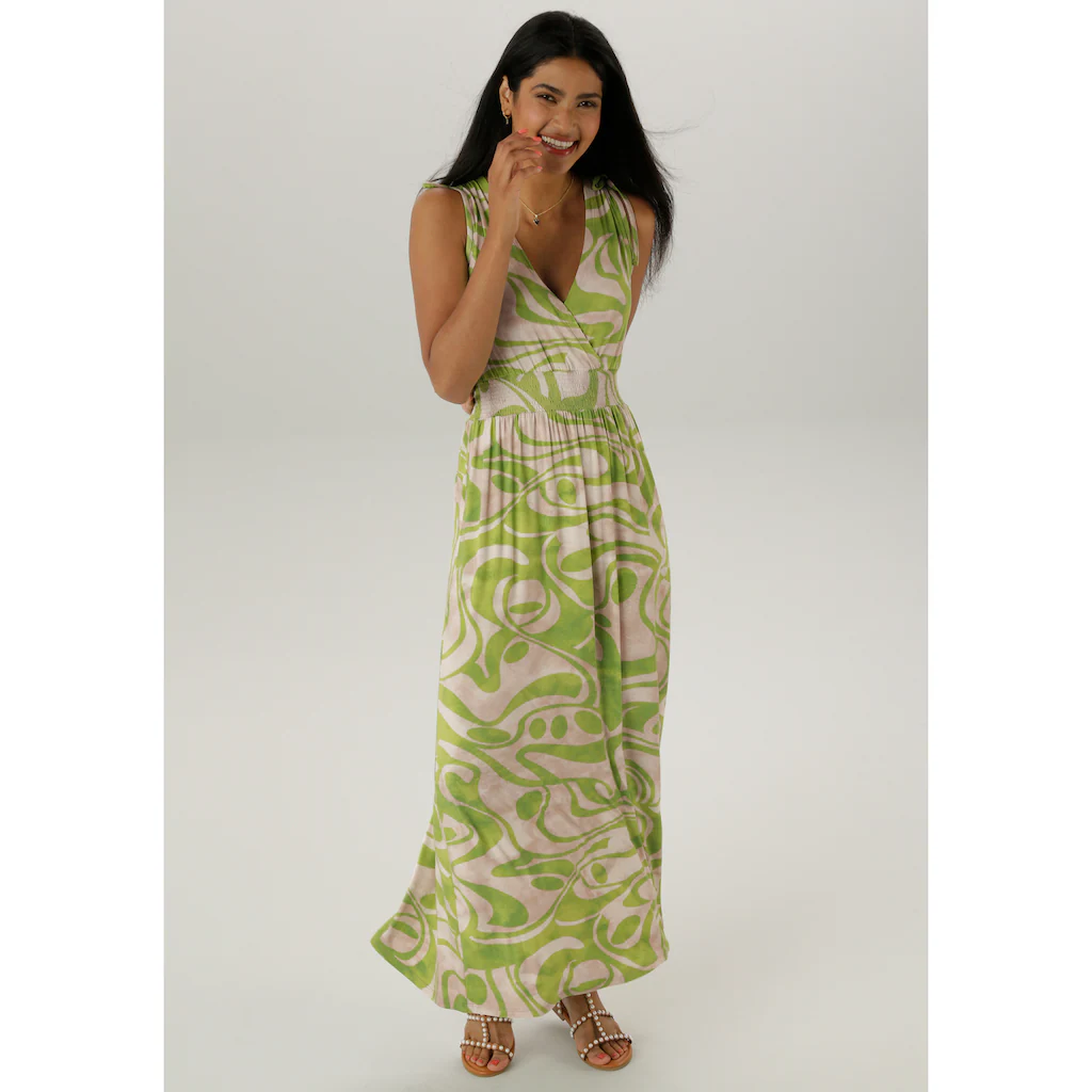 Aniston SELECTED Sommerkleid mit breiten Trägern zum Raffen -NEUE KOLLEKTION Schlussverkauf