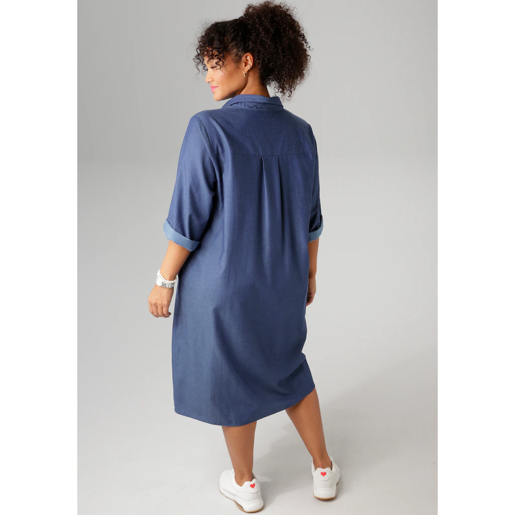 Aniston PLUS Jeanskleid mit Hemdkragen - NEUE KOLLEKTION Limitierter Zeitrabatt
